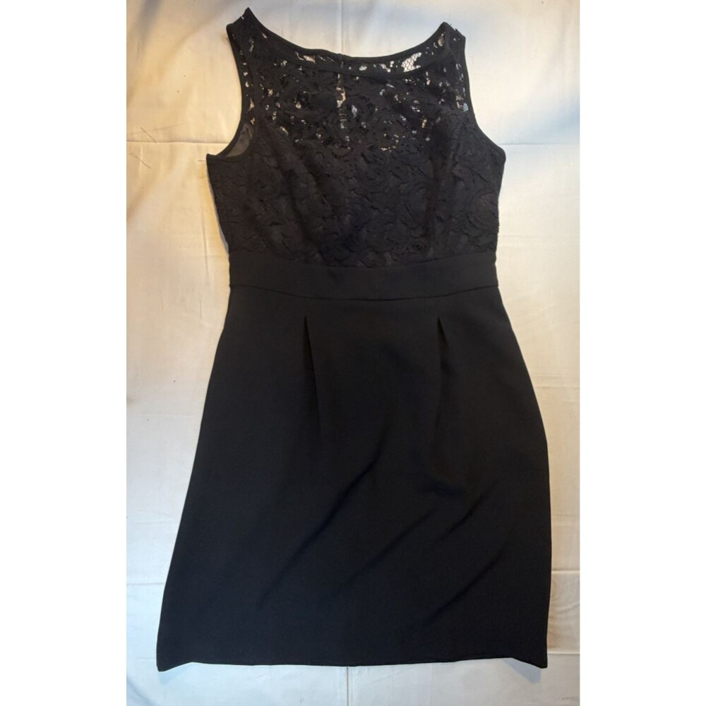 White House Black Market Lace Floral Dress Women's Size 4 Black Sleeveless